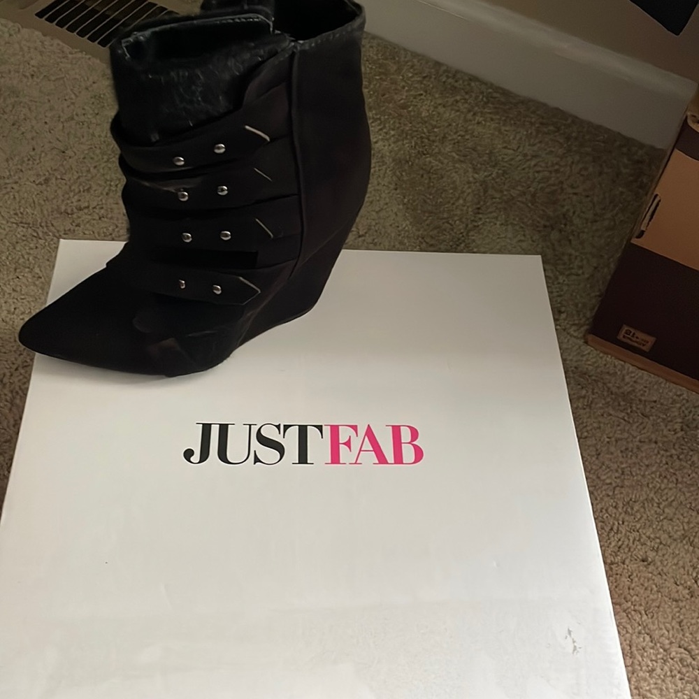 Black wedge booties